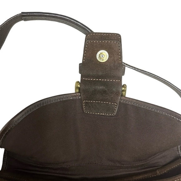 Coach Vintage #6808 Signature Soho Brown Jacquard/Suede Flap Logo Hobo Bag - Picture 14 of 16